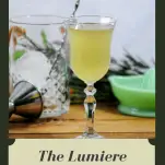 The Lumiere Cocktail - gin, St Germain Elderflower Liqueur, lime juice and orange bitters