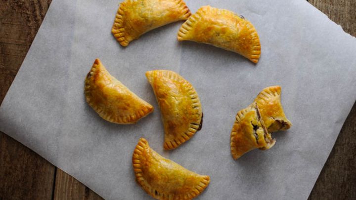 Nutella Banana Hand Pies on parchment paper