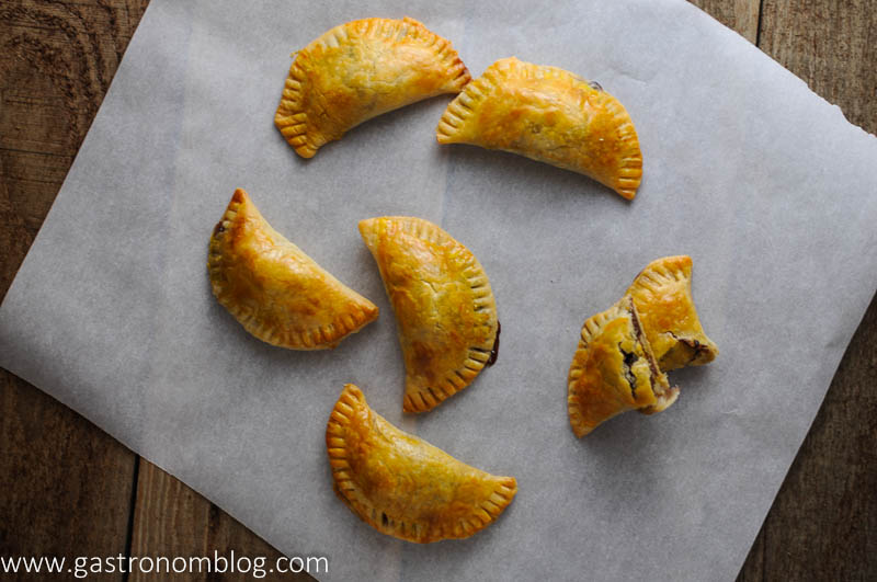 Nutella Banana Hand Pies on parchment paper