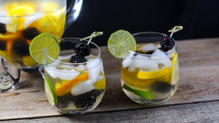 Sangria Blanca with berries and citrus