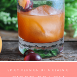 Fired Peach Old Fashioned Cocktail - rye whiskey, peaches, brandied cherries and hot sauce