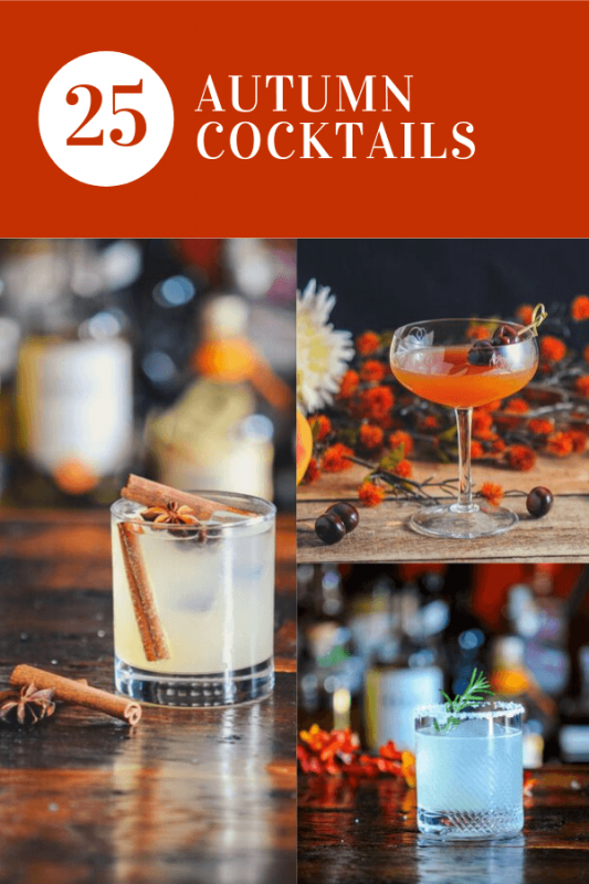 Autumn cocktails in a collage