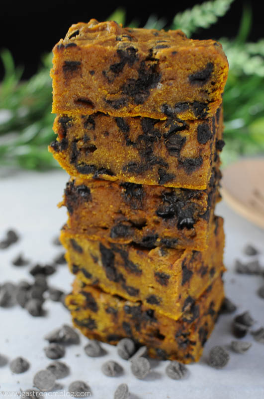 Stack of Pumpkin Chocolate Chip Bars