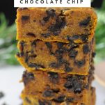 Pumpkin Chocolate Chip Bars slices in a stack