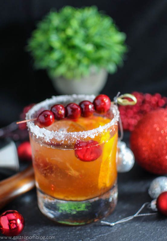 Christmas Old Fashioned - A Rye Cocktail with Cranberry Syrup
