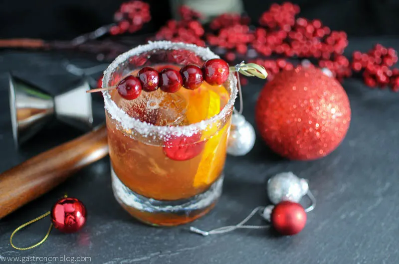Christmas Old Fashioned - A Rye Cocktail with Cranberry Syrup