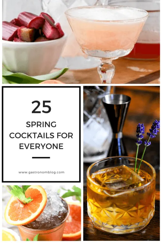 Collage of 3 cocktails perfect for spring - with flowers and light colors