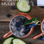 Blueberries and Cucumbers in copper mug for Moscow Mule Cocktail