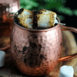 Mule cocktail in copper mug with marshmallows