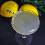 Cocktail in a coupe, top shot