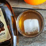 Top shot of bourbon cocktail