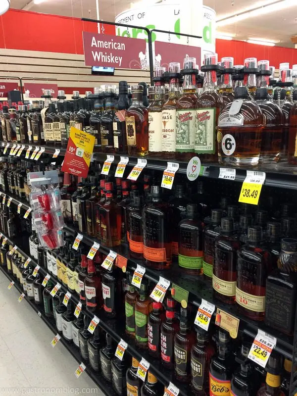 Liquor aisle at grocery store