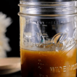 Butterscotch sauce in a glass jar