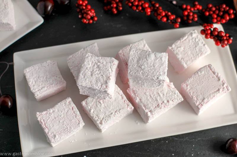 pink Marshmallows on white plate