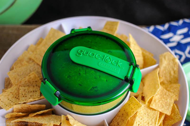 Guacamole in green Guaclock and chips