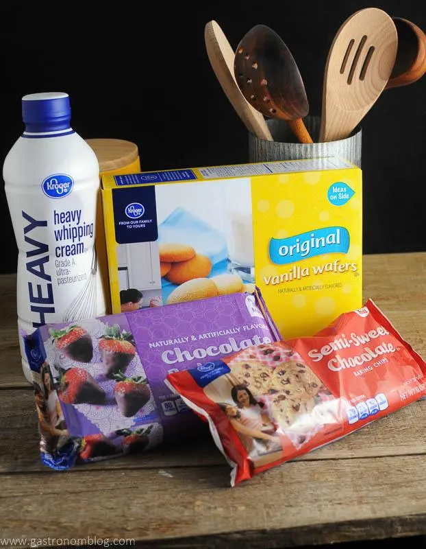 Kroger products for chocolate tarts - cream, vanilla wafers and chocolate