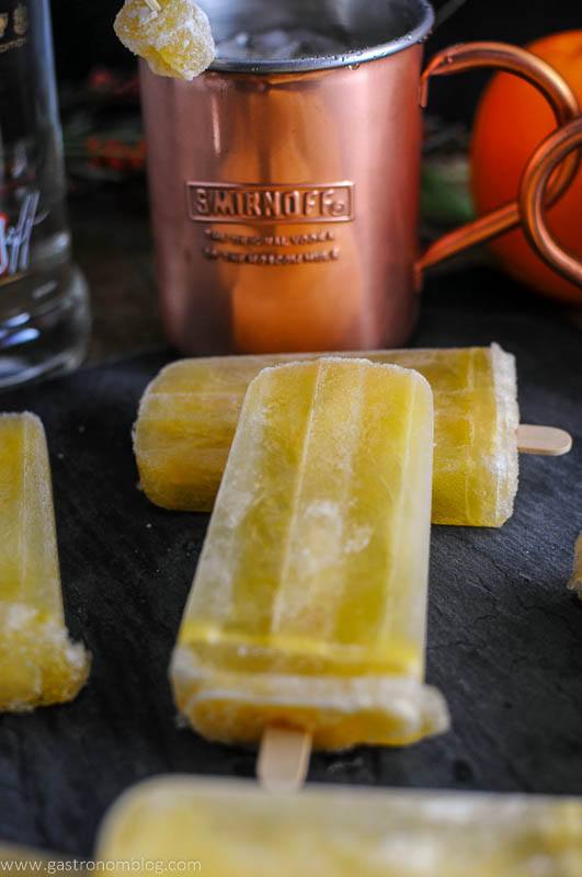 Sunrise Over Moscow Mule Ice Pops with Moscow Mule in background