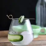 Gin and Tonic in glass with cucumber