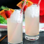 Pink cocktails in highballs