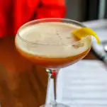Brown cocktail in coupe