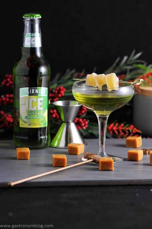 THis festive holiday cocktail features Smirnoff Ice Green Apple, Smirnoff Caramel Vodka and ginger liqueur to make a sweet and sour sipping cocktail.