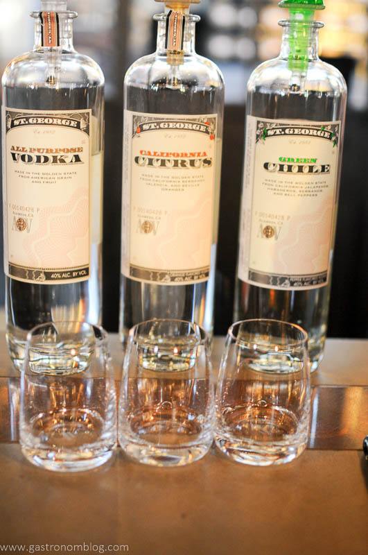 St George Spirits offering of three vodkas, the all purpose, California citrus and the green Chile Vodka.