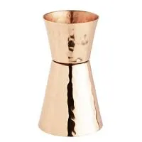 Advanced Mixology Double Sided Jigger 100% Hammered Pure Copper 1oz/2oz for Perfect Cocktails (Hammered)
