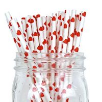 Just Artifacts - Decorative Paper Straws 100pcs - Heart Pattern - Red - Decorative Paper Straws for Birthday Parties, Weddings, Baby Showers, and Life Celebrations!