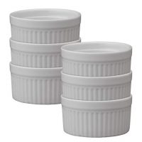 HIC Ramekins, Fine White Porcelain Souffle, 3.5-Inch, 6-Ounce Capacity, Set of 6