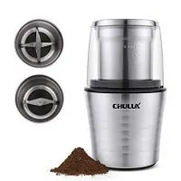 CHULUX Electric Spices and Coffee Grinder with 2.5 Ounce Two Detachable Cups for Wet/Dry Food,Powerful Stainless Steel Blades and Cleaning Brush
