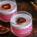 Pink cocktails with white foam