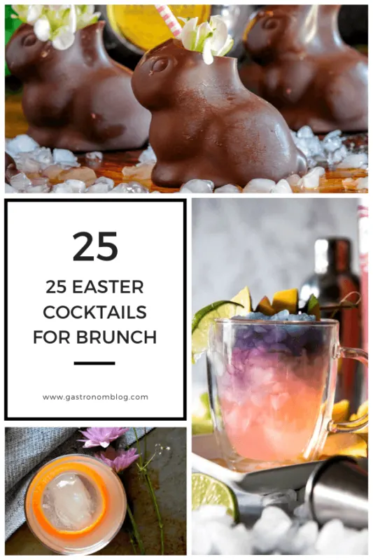collage of 3 pictures of Easter cocktails