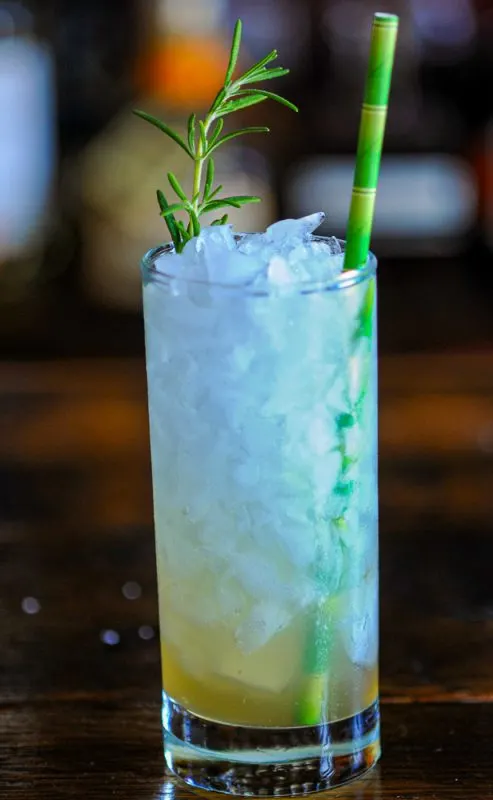 Drink in a highball with straw