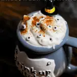 Top shot of cauldron with Halloween Cocktail
