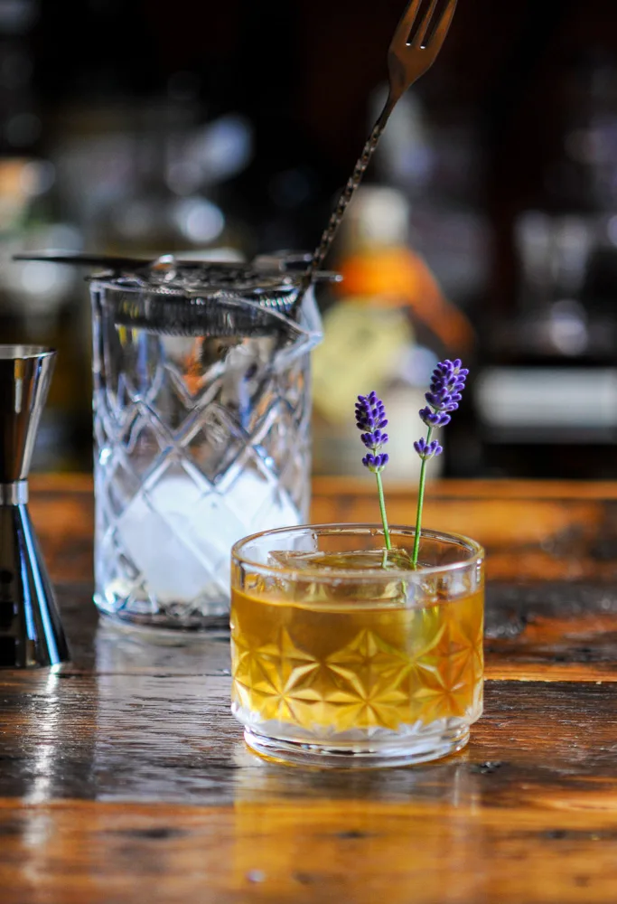 Whiskey cocktail in rocks glass