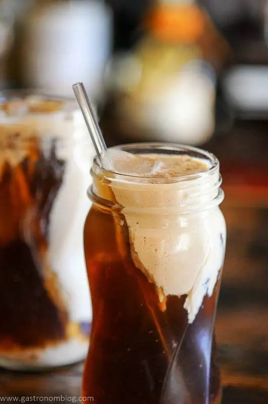 Pumpkin Cream Cold Brew in Glass jars with glass straws