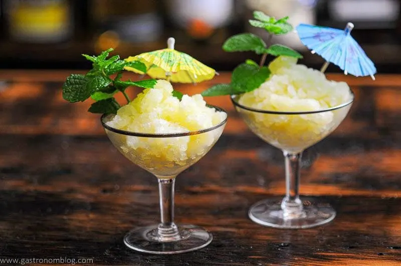 Yellow cocktails with umbrellas