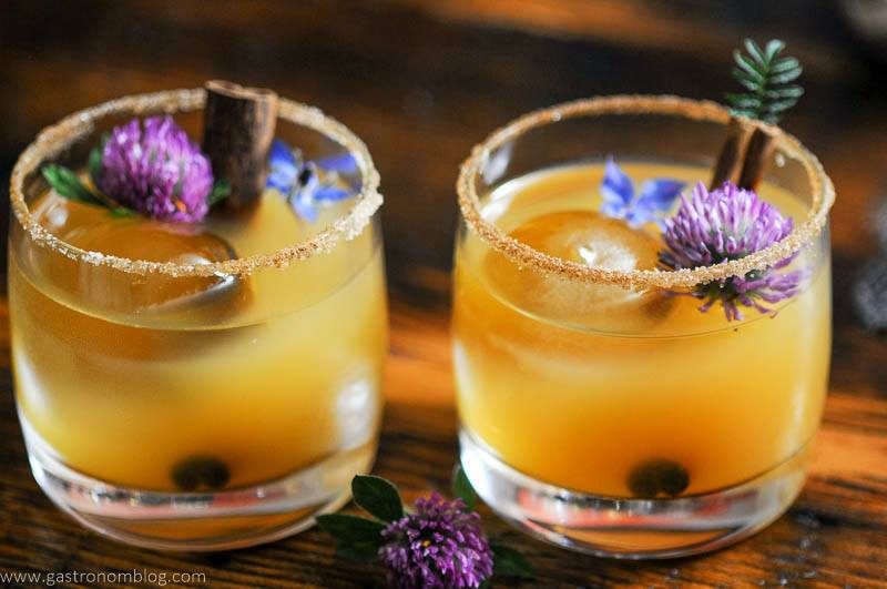 Punch cups with Thanksgiving Punch, edible flowers