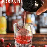Pour shot of red Negroni recipe