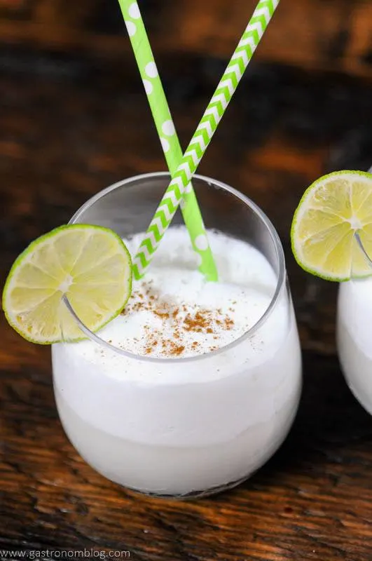 Coconut Lime Italian Cream Soda with lime and straws