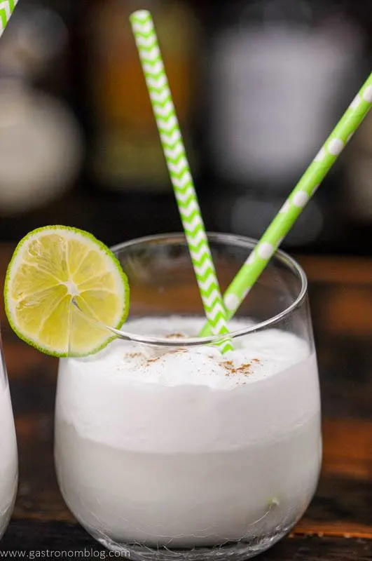 Italian Cream Soda with lime wheel and straws