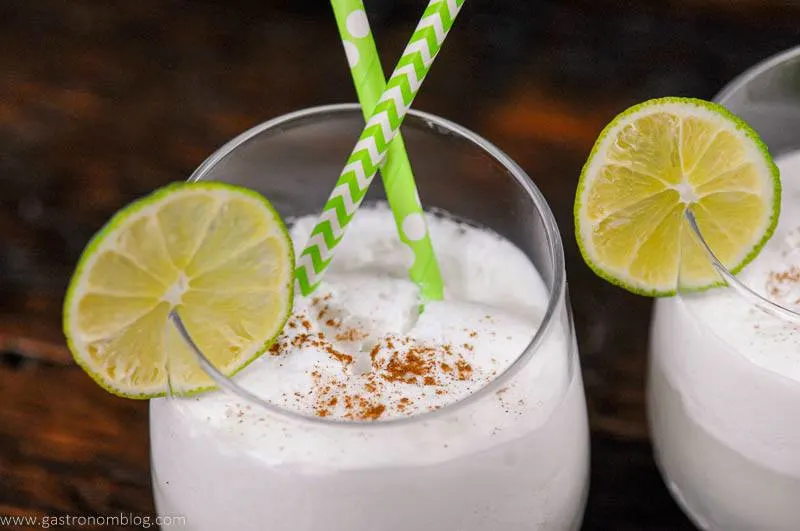 Italian Soda with lime wheel and straws