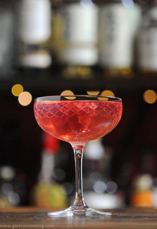 Pink champagne cocktail in coupe