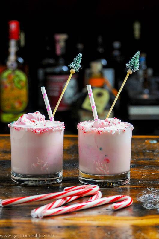 Pink peppermint punch in glasses