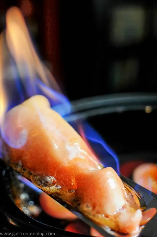 Rum soaked sugar cone set on fire on slow cooker