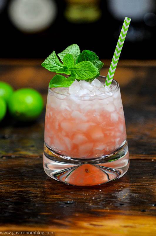 Pink Ginger Beer Mocktail with mint and straw