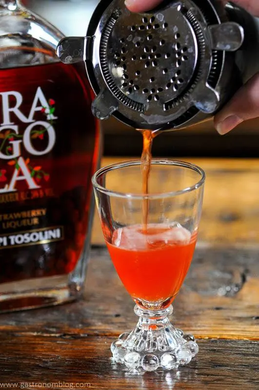 Strawberry Coccktail poured in glass