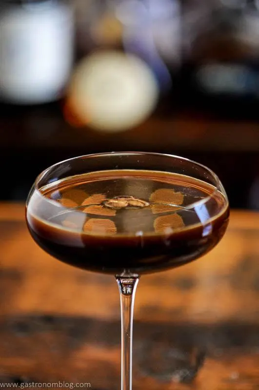 Brown cocktail in coupe