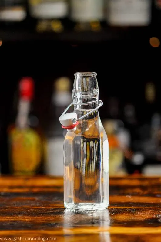 Clear Simple Syrup in swingtop bottle