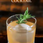 orange cocktail in glass wtih ice and rosemary